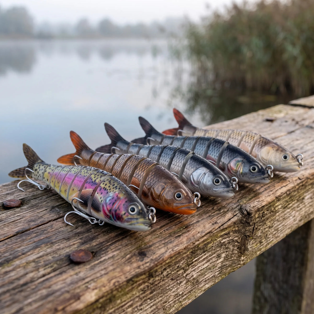 Apex Predator Swimbait 14 cm voor Snoek - op een steiger aan het meer