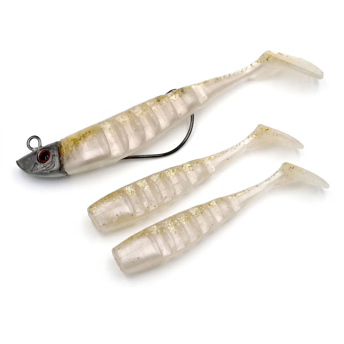 Apex Jigset met Loodkop en 3 Paddle Tail Shads - goud
