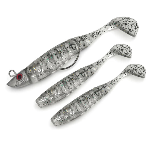 Apex Jigset met Loodkop en 3 Paddle Tail Shads - zwart