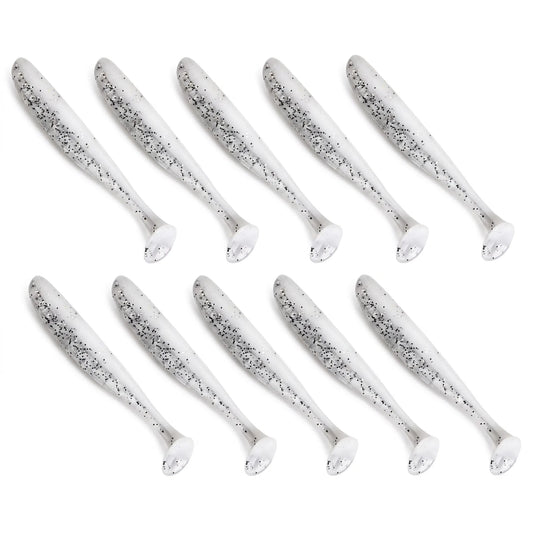 Apex Paddle Tail Shad 7 cm voor Baars en Snoekbaars - wit glitter